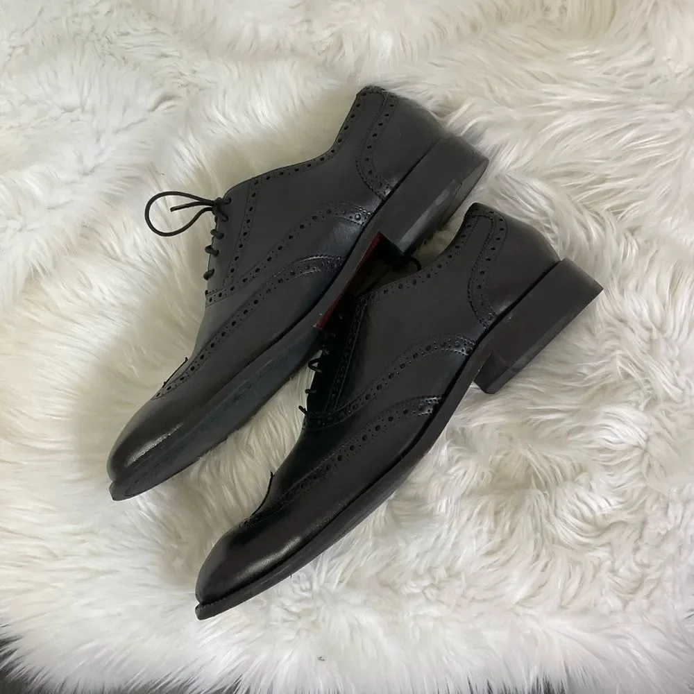 Cole Haan Men's Black Williams Leather Wingtip Lace Up Oxford Shoes Size 11